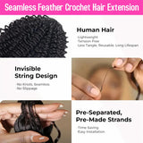 Bob Hairstyle Deep Wave Crochet Human Hair Bundles Boho Braid Hair Remy Pre-Separated Feather Invisible Crochet Hair Extensions