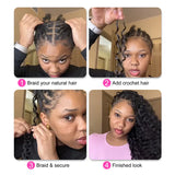 Bob Hairstyle Deep Wave Crochet Human Hair Bundles Boho Braid Hair Remy Pre-Separated Feather Invisible Crochet Hair Extensions