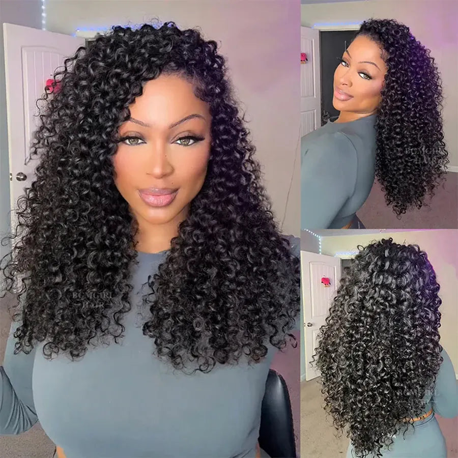 Bob Hairstyle Deep Wave Crochet Human Hair Bundles Boho Braid Hair Remy Pre-Separated Feather Invisible Crochet Hair Extensions