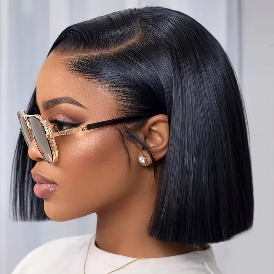 Bob Wig Human Hair 200% Density 13x4 HD Lace Frontal Short Straight Lace Front Bob Wigs For Black Women Human Hair Pre Plucked