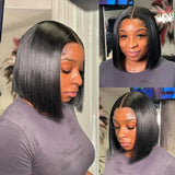 Bob Wig Human Hair 200% Density 13x4 HD Lace Frontal Short Straight Lace Front Bob Wigs For Black Women Human Hair Pre Plucked