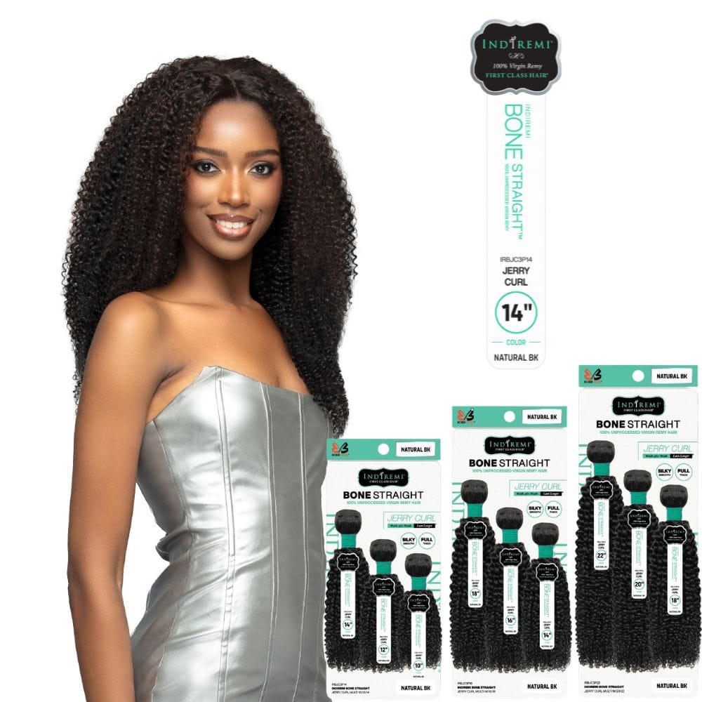 Bobbi Boss Indi Remi Human Hair Weave - Bone Straight Jerry Curl Multi