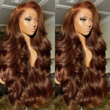 Body Wave 34 Inch 13x4 Chocolate Brown HD Lace Front Wigs Human Hair Brazilian Colored 13X4 Transparent Lace Front Wig Body Wave