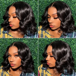 Body Wave Bob Human Hair HD Lace Front Wig 13x4, Glueless Wear and Go, Pre-Plucked with Baby Hair