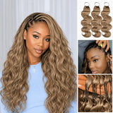 Body Wave Feather Crochet Human Hair Extensions Miracle Knots Honey Blonde Pre Separated Knotless Invisible Crochet Braids Human Braiding Hair Lightweight Comfortable Reusable Boho Hairstyle For Women