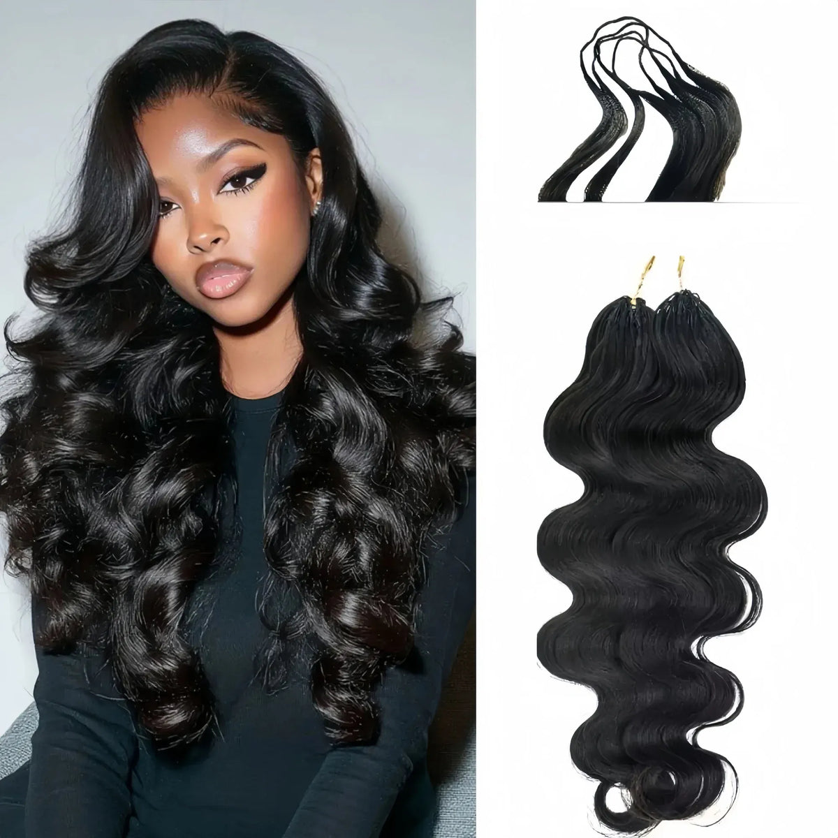 Body Wave Feather Crochet Human Hair For Miracle Knots Boho Braids For Women 18 Inch Pre Looped Reusable Lightweight Pre Separated Invisible Strings