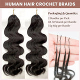 Body Wave Feather Crochet Human Hair For Miracle Knots Boho Braids For Women 18 Inch Pre Looped Reusable Lightweight Pre Separated Invisible Strings
