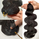 Body Wave Feather Crochet Human Hair For Miracle Knots Boho Braids For Women 18 Inch Pre Looped Reusable Lightweight Pre Separated Invisible Strings