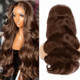 Body Wave Human Hair Wig For Women 13x4 HD Lace Front Human Hair Wigs Pre Plucked Baby Hair 200 Density #4 Chocolate Brown Wig