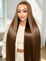 Body Wave Human Hair Wig For Women 13x4 HD Lace Front Human Hair Wigs Pre Plucked Baby Hair 200 Density #4 Chocolate Brown Wig