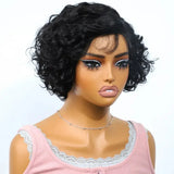 (Wadjet) Body Wave Pixie Cut Human Hair Lace Wig, Short Brazilian Style with Baby Hair
