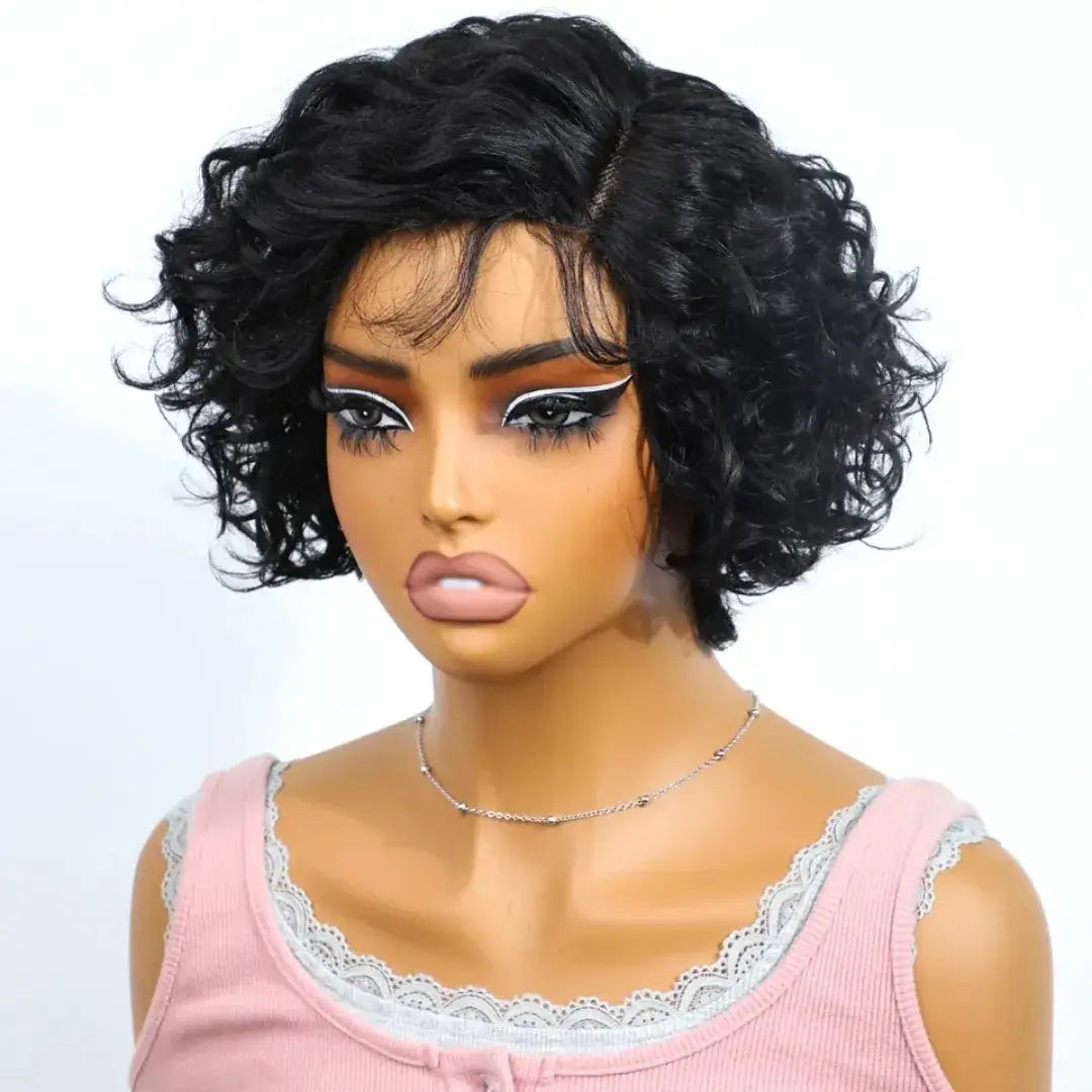 (Wadjet) Body Wave Pixie Cut Human Hair Lace Wig, Short Brazilian Style with Baby Hair