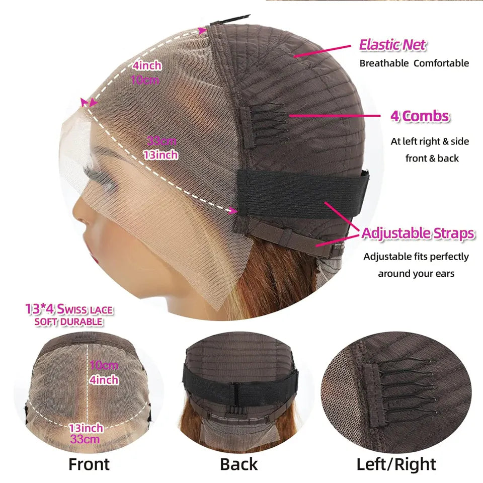 Body Wave Short Bob Wig 250% Density Chocolate Brown 13x4 Lace Front Wig 100% Human Hair Lace Wigs Loose Wave Bob Wigs For Women