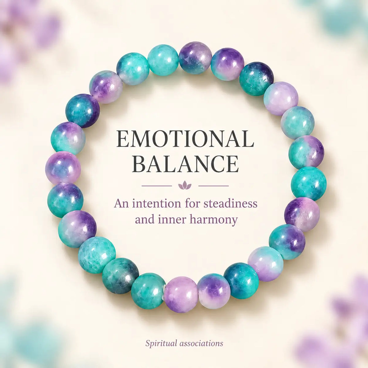 Amazonite and purple mica beaded crystal bracelet for calm, balance, and self-expression