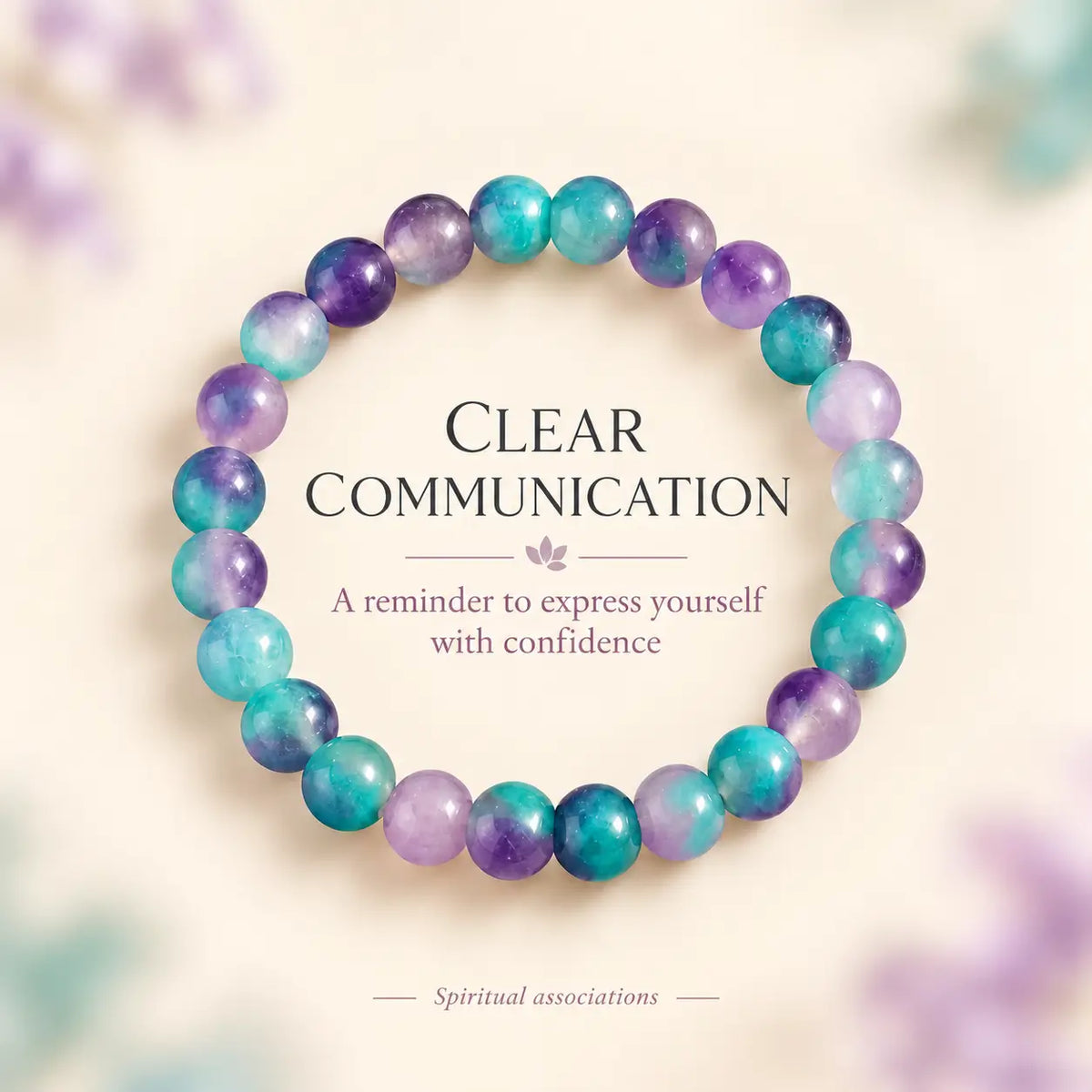 Amazonite and purple mica beaded bracelet, crystal stone jewelry for calm, balance, and self-expression
