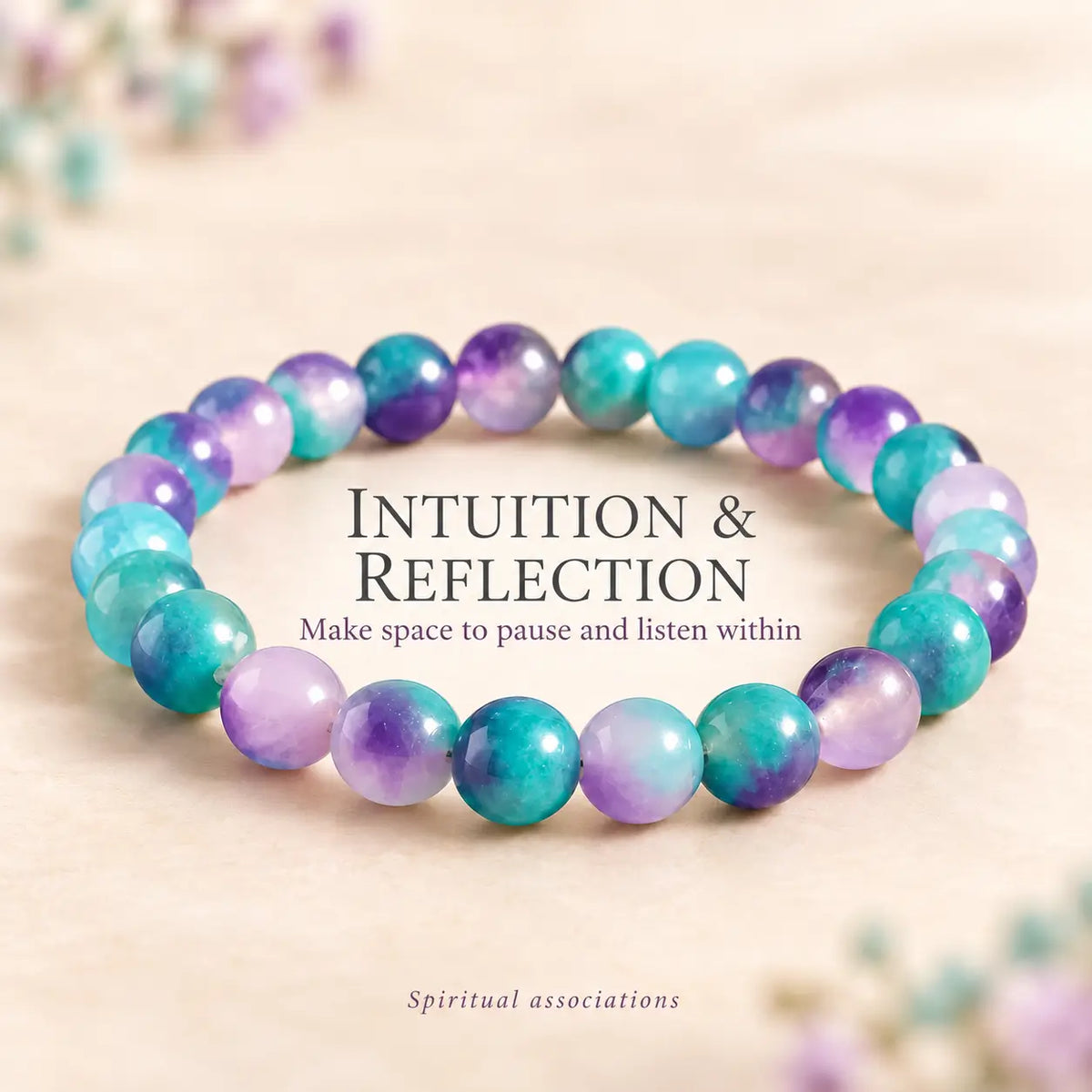 Amazonite and purple mica beaded crystal bracelet by HSF Marketplace for calm and self-expression