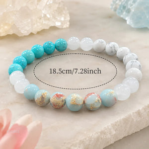 Bohemian Colorful Stone Bead Stretch Bracelet Beach Vacation Inspired Jewelry for Everyday Wear