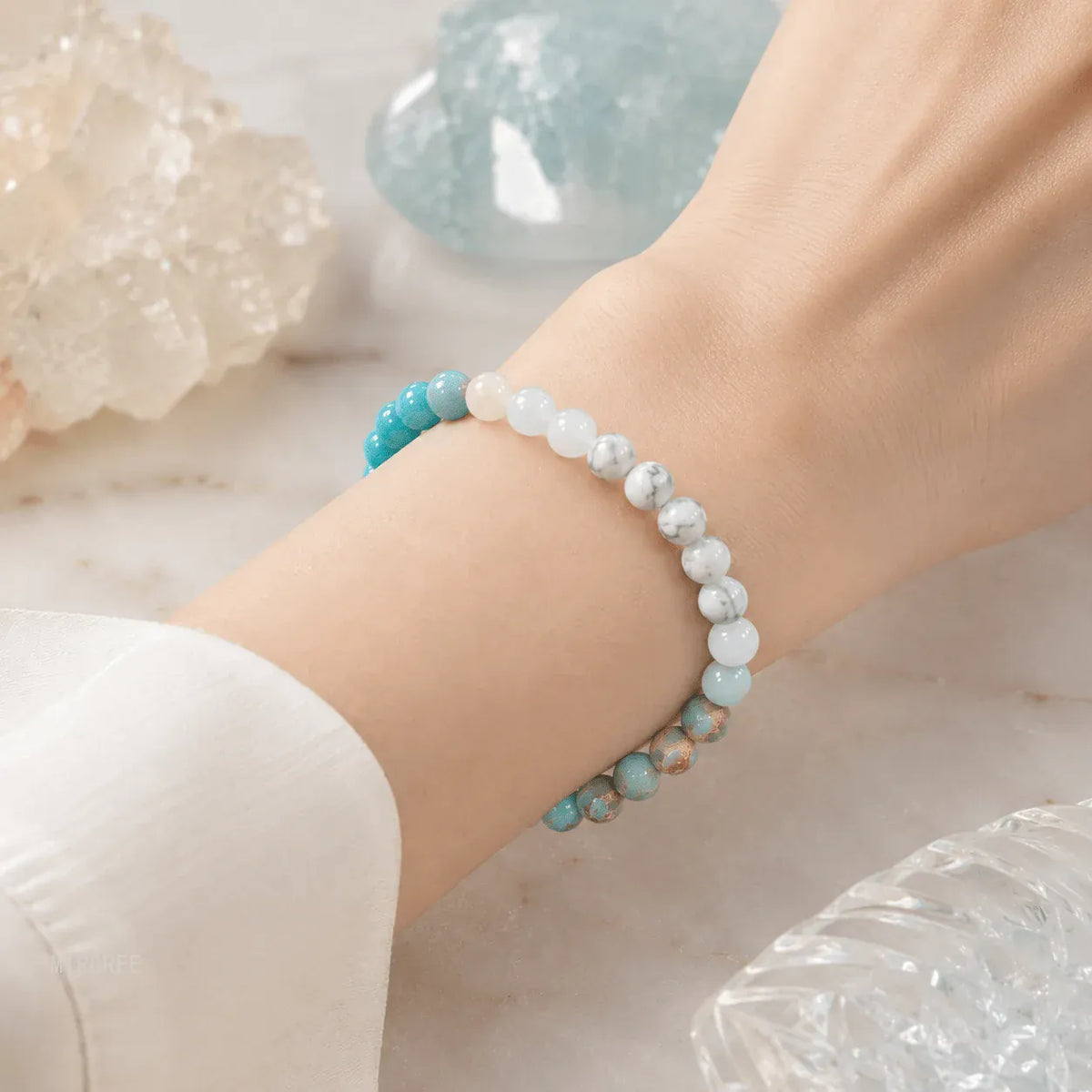 Bohemian Colorful Stone Bead Stretch Bracelet Beach Vacation Inspired Jewelry for Everyday Wear