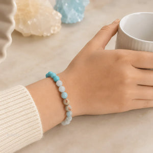 Bohemian Colorful Stone Bead Stretch Bracelet Beach Vacation Inspired Jewelry for Everyday Wear