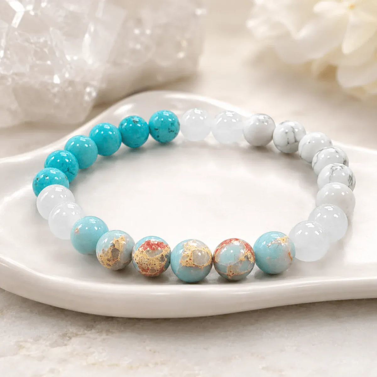 Bohemian Colorful Stone Bead Stretch Bracelet Beach Vacation Inspired Jewelry for Everyday Wear