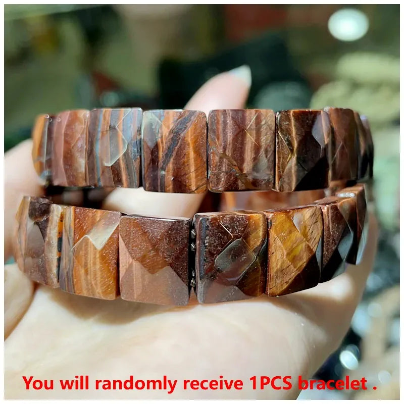 Bohemian Vintage Natural Stone Agate Turquoise Crystal Tiger Eye Beads DIY Jewelry Energy Couple Party Elastic Chain Bracelet