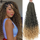 Boho Box Braids Crochet Synthetic Hair Goddess Crochet Box Braids With Curly Ends Bohomian Braids Crochet Hair For Black Women