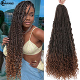 Boho Box Braids Crochet Synthetic Hair Goddess Crochet Box Braids With Curly Ends Bohomian Braids Crochet Hair For Black Women