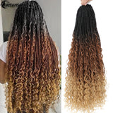 Boho Box Braids Crochet Synthetic Hair Goddess Crochet Box Braids With Curly Ends Bohomian Braids Crochet Hair For Black Women