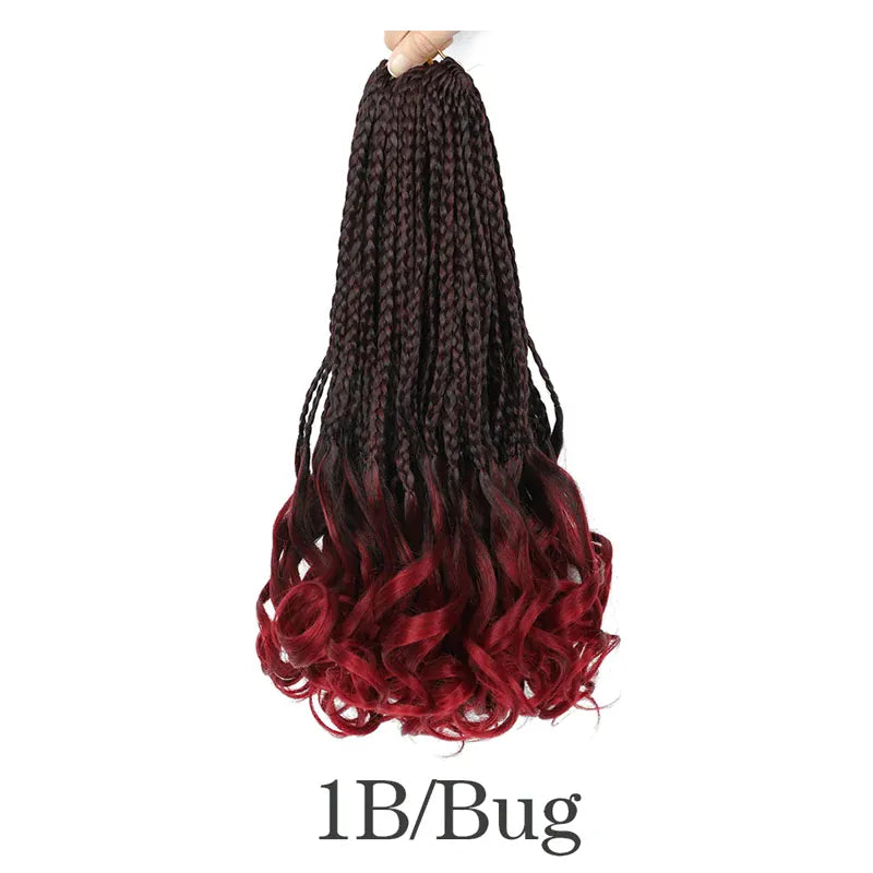 Boho French Curl Crochet Hair Three Strand Goddess Braids Pre Looped Synthetic Extensions Curly Ends Boho Protective Black Women