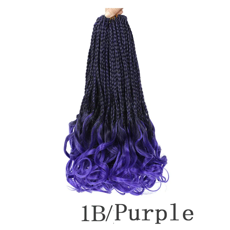 Boho French Curl Crochet Hair Three Strand Goddess Braids Pre Looped Synthetic Extensions Curly Ends Boho Protective Black Women