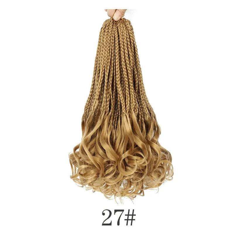 Boho French Curl Crochet Hair Three Strand Goddess Braids Pre Looped Synthetic Extensions Curly Ends Boho Protective Black Women