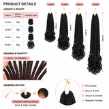 Boho French Curl Crochet Hair Three Strand Goddess Braids Pre Looped Synthetic Extensions Curly Ends Boho Protective Black Women