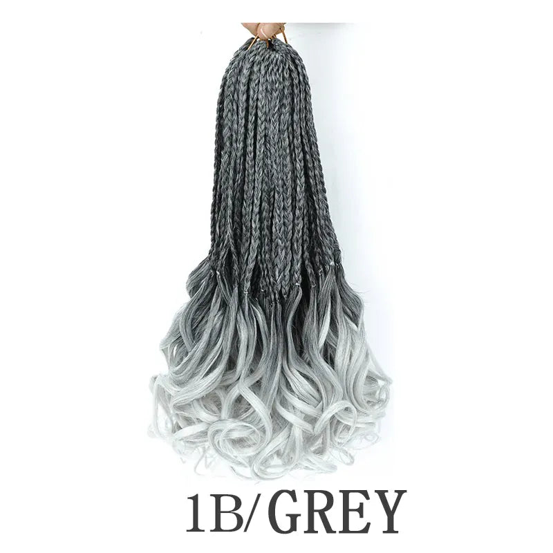 Boho French Curl Crochet Hair Three Strand Goddess Braids Pre Looped Synthetic Extensions Curly Ends Boho Protective Black Women