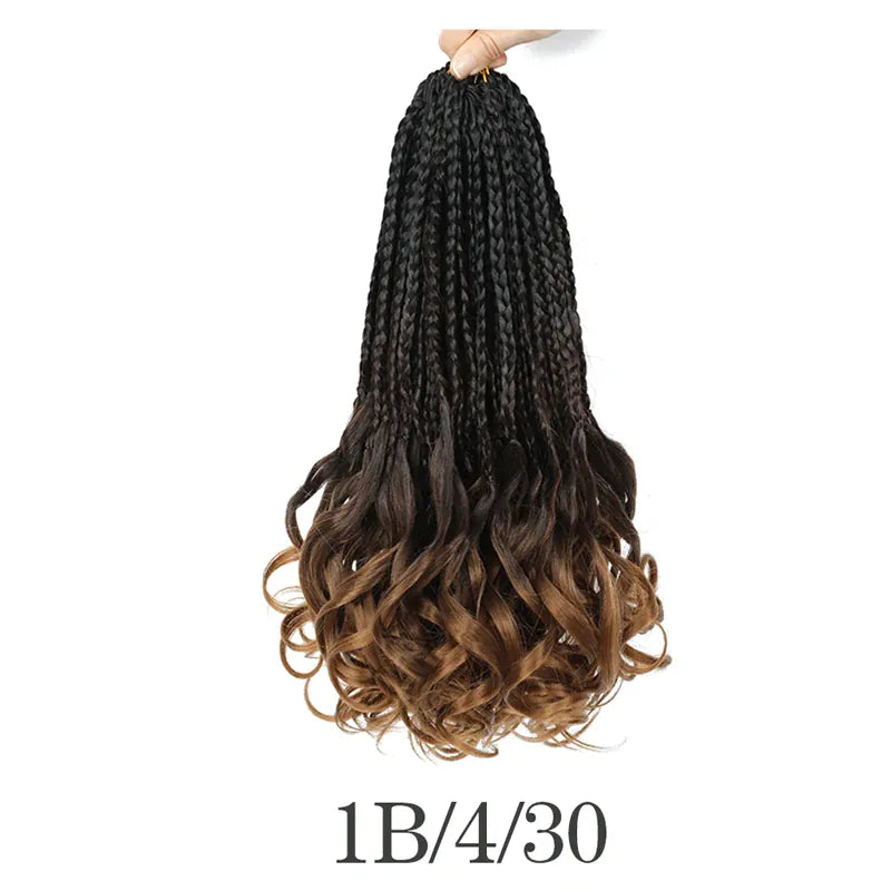 Boho French Curl Crochet Hair Three Strand Goddess Braids Pre Looped Synthetic Extensions Curly Ends Boho Protective Black Women