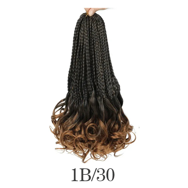 Boho French Curl Crochet Hair Three Strand Goddess Braids Pre Looped Synthetic Extensions Curly Ends Boho Protective Black Women