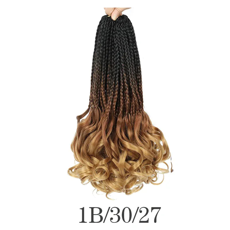 Boho French Curl Crochet Hair Three Strand Goddess Braids Pre Looped Synthetic Extensions Curly Ends Boho Protective Black Women
