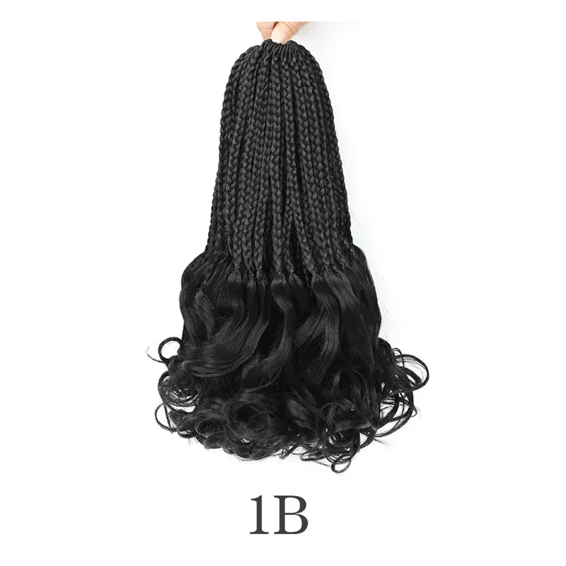 Boho French Curl Crochet Hair Three Strand Goddess Braids Pre Looped Synthetic Extensions Curly Ends Boho Protective Black Women