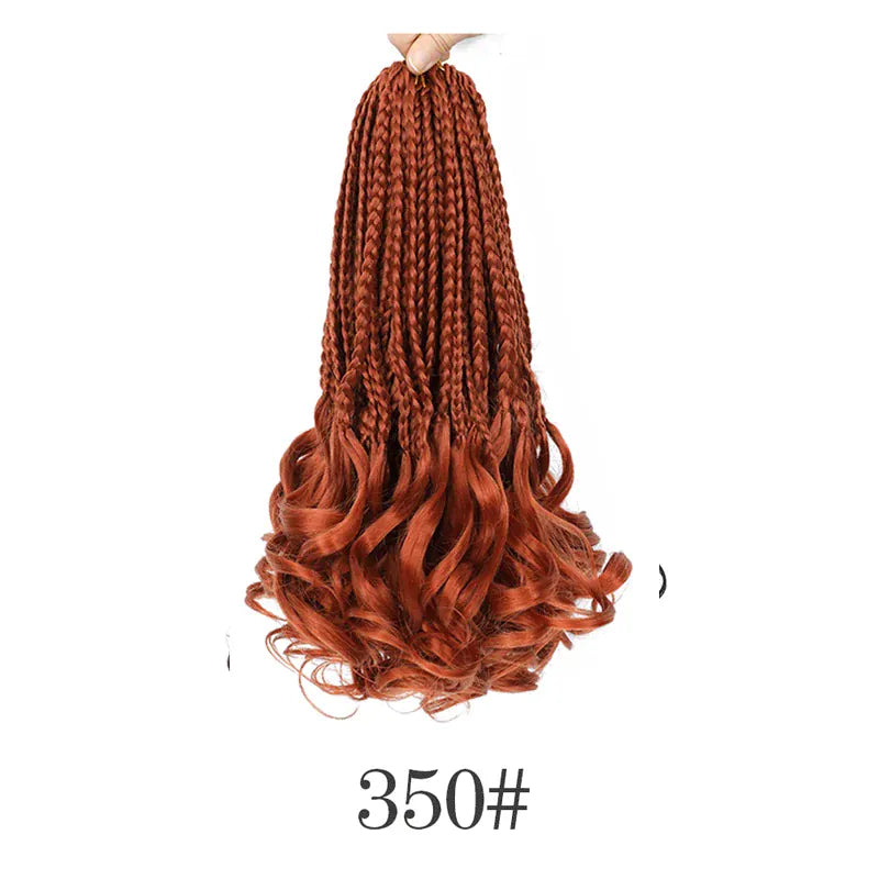 Boho French Curl Crochet Hair Three Strand Goddess Braids Pre Looped Synthetic Extensions Curly Ends Boho Protective Black Women