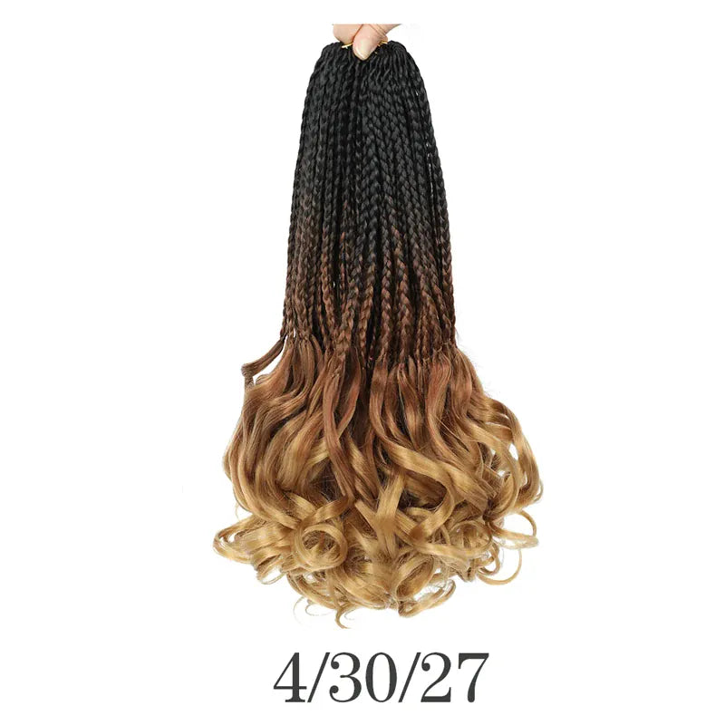 Boho French Curl Crochet Hair Three Strand Goddess Braids Pre Looped Synthetic Extensions Curly Ends Boho Protective Black Women