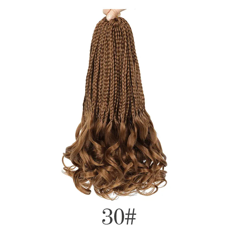 Boho French Curl Crochet Hair Three Strand Goddess Braids Pre Looped Synthetic Extensions Curly Ends Boho Protective Black Women