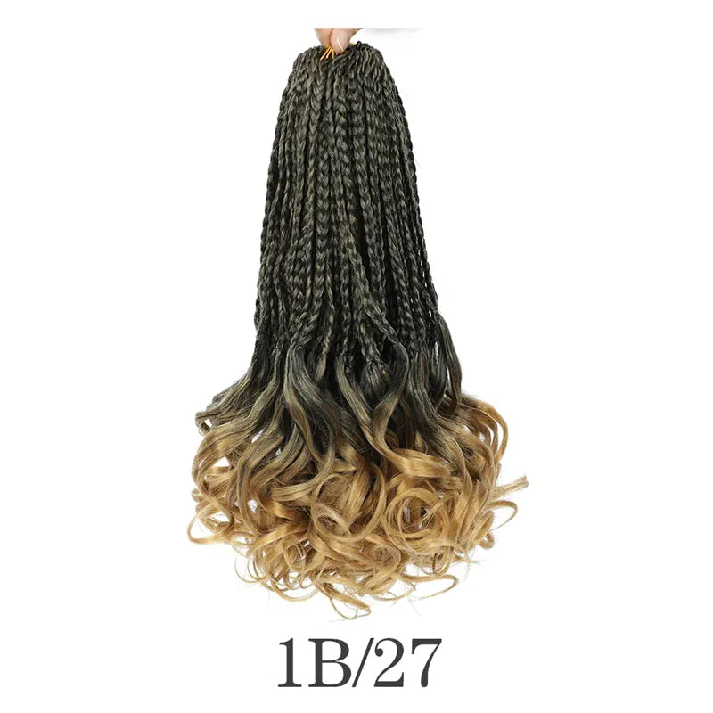 Boho French Curl Crochet Hair Three Strand Goddess Braids Pre Looped Synthetic Extensions Curly Ends Boho Protective Black Women
