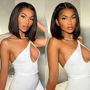 Bone Straight Short Bob 13x4 Lace Front Human Hair Wigs Pre Plucked Vietnamese Original 13X6 HD Transparent Lace Frontal Bob Wigs 230% Glueless 5x5 Lace Closure Wig