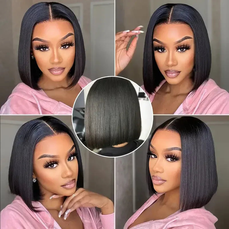 Bone Straight Short Bob Wigs Glueless Lace Front Human Hair Wigs 13x4 HD Transparent Lace Frontal Wig for Women Pre Plucked 250%