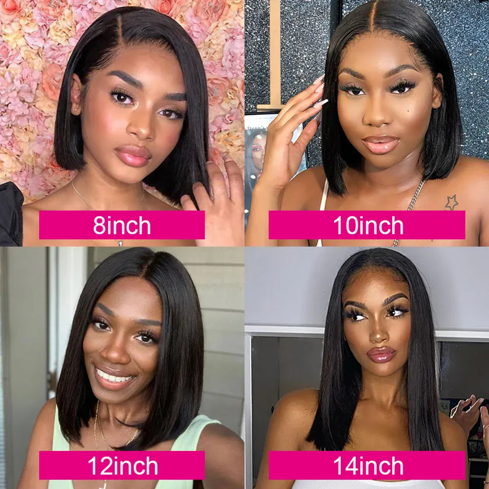 Bone Straight Short Bob Wigs Glueless Lace Front Human Hair Wigs 13x4 HD Transparent Lace Frontal Wig for Women Pre Plucked 250%