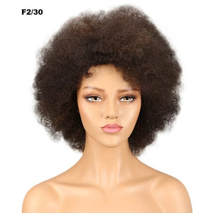 Brazilian Afro Kinky Curly Bob Wigs P4/30# 200% Density Remy Human Hair Wigs Brown Color P2/33# F1B/99J Wigs With Bang For BlacK