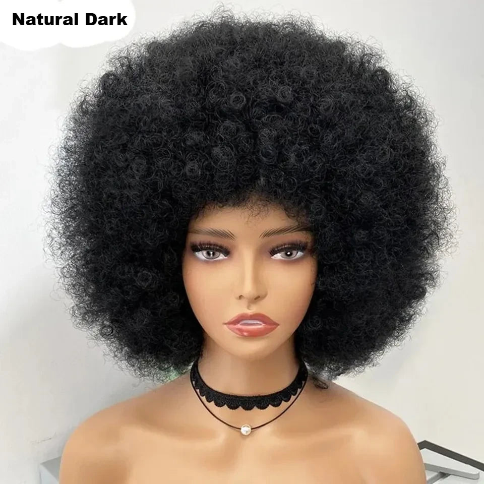Brazilian Afro Kinky Curly Bob Wigs P4/30# 200% Density Remy Human Hair Wigs Brown Color P2/33# F1B/99J Wigs With Bang For BlacK