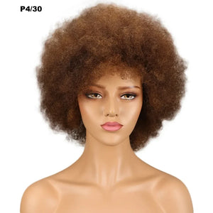 Brazilian Afro Kinky Curly Bob Wigs P4/30# 200% Density Remy Human Hair Wigs Brown Color P2/33# F1B/99J Wigs With Bang For BlacK