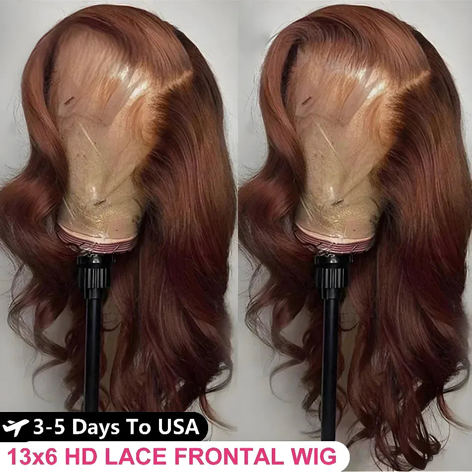 Brazilian Body Wave 250% 13x6/13x4 Frontal Dark Chocolate Brown HD Lace Wig Hair Colored 4x4 Closure Human Hair Wigs Wear To Go