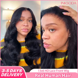 Brazilian Body Wave Human Hair Lace Front Wig 13x6 HD Transparent Lace Pre-Plucked & Pre-Bleached 180-220% Density 16-40 Inch
