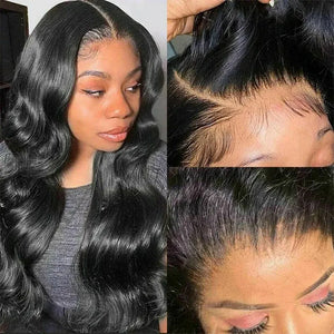 Brazilian Body Wave Human Hair Lace Front Wig 13x6 HD Transparent Lace Pre-Plucked & Pre-Bleached 180-220% Density 16-40 Inch
